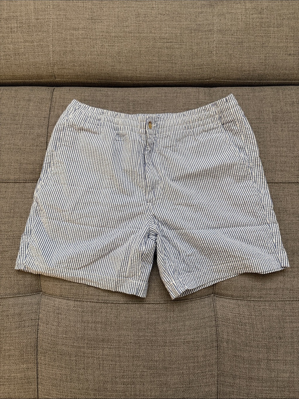 Polo by Ralph Lauren Blue and White Striped Flat Front Shorts